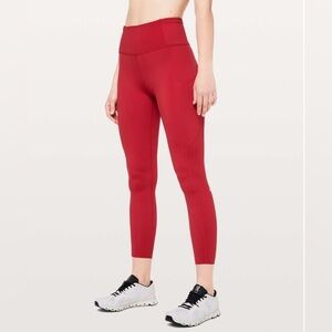 LULULEMON FAST & FREE 7/8 TIGHT I| *NON-REFLECTIVE NULUX 25" IN DARK RED